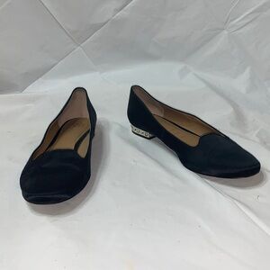 ANN Taylor Black Heeled Loafer With jeweled heel Size 9.5M